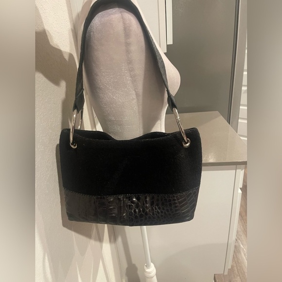 Sarah Oliver wool croc embossed leather bag - Picture 2 of 9